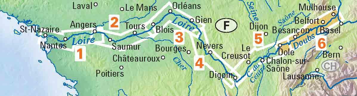 Beispielinhalt (Bild) EuroVelo 6 (Atlantic - Basel) 1:100 000