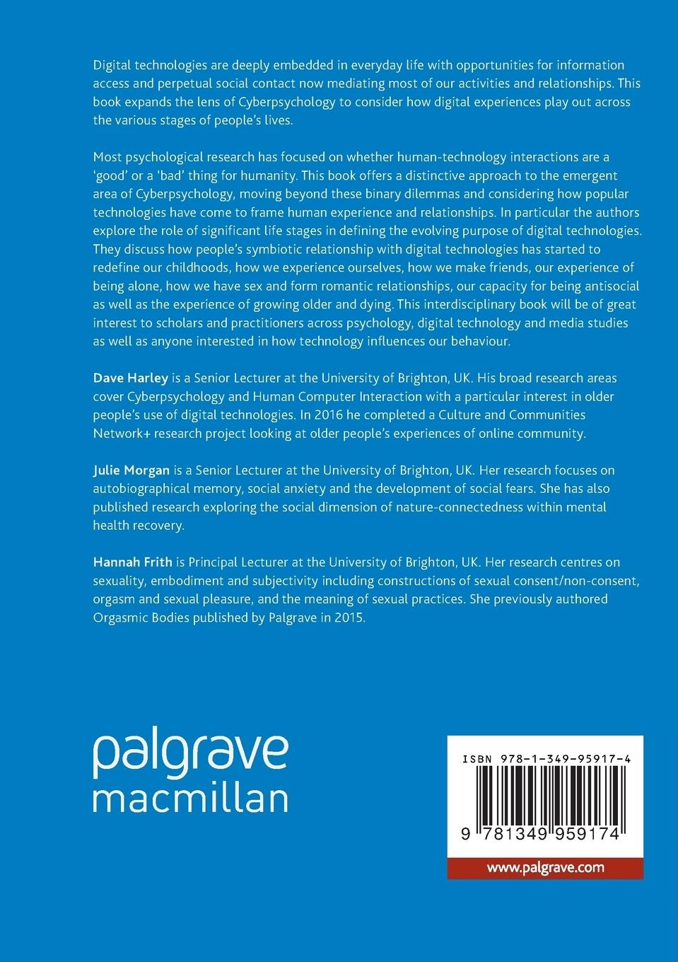 Rückseitencover Cyberpsychology as Everyday Digital Experience across the Lifespan