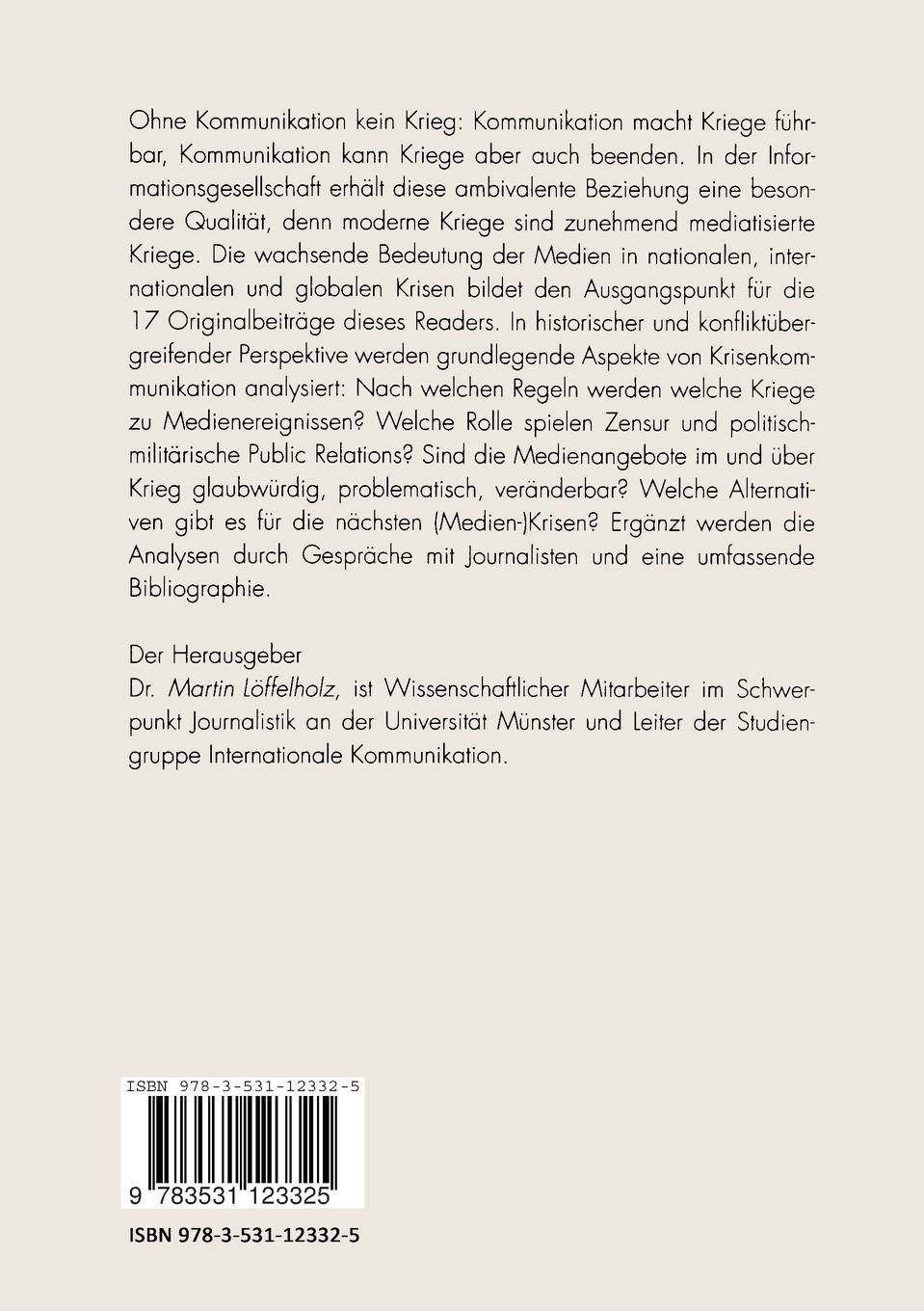 Rückseitencover Krieg als Medienereignis