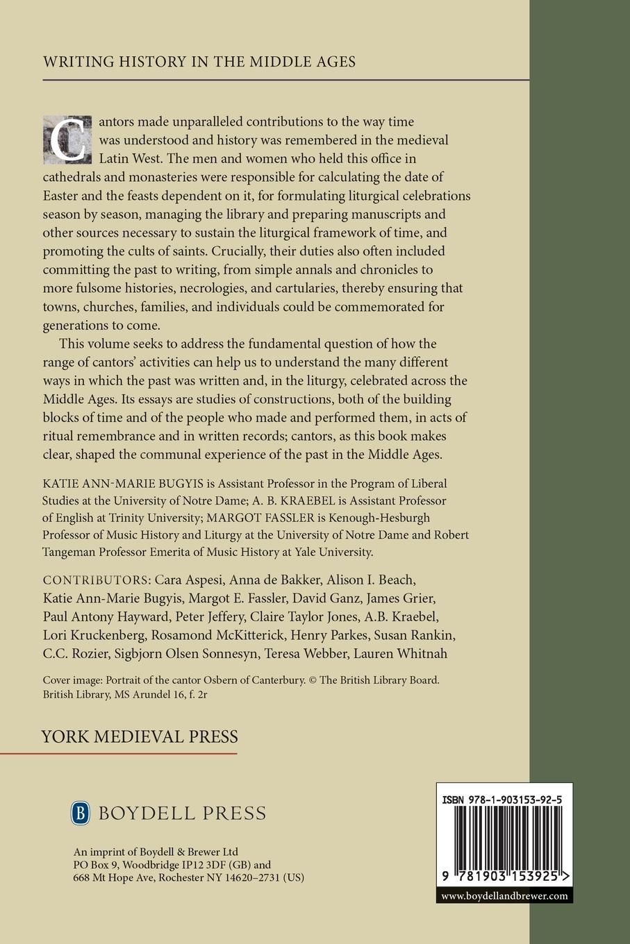 Rückseitencover Medieval Cantors and Their Craft