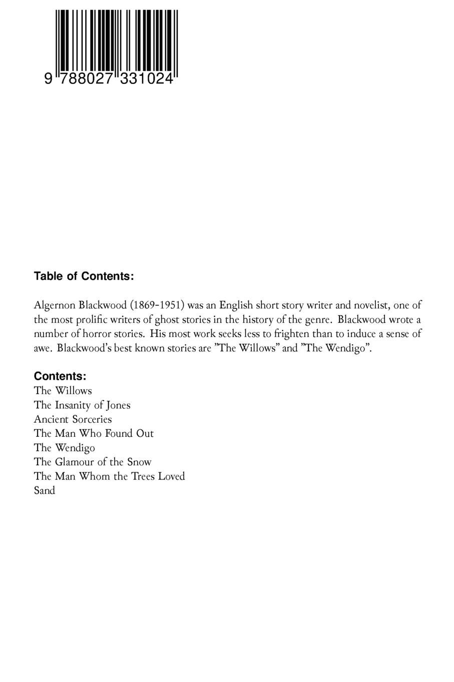 Rückseitencover Ancient Sorceries and Other Tales