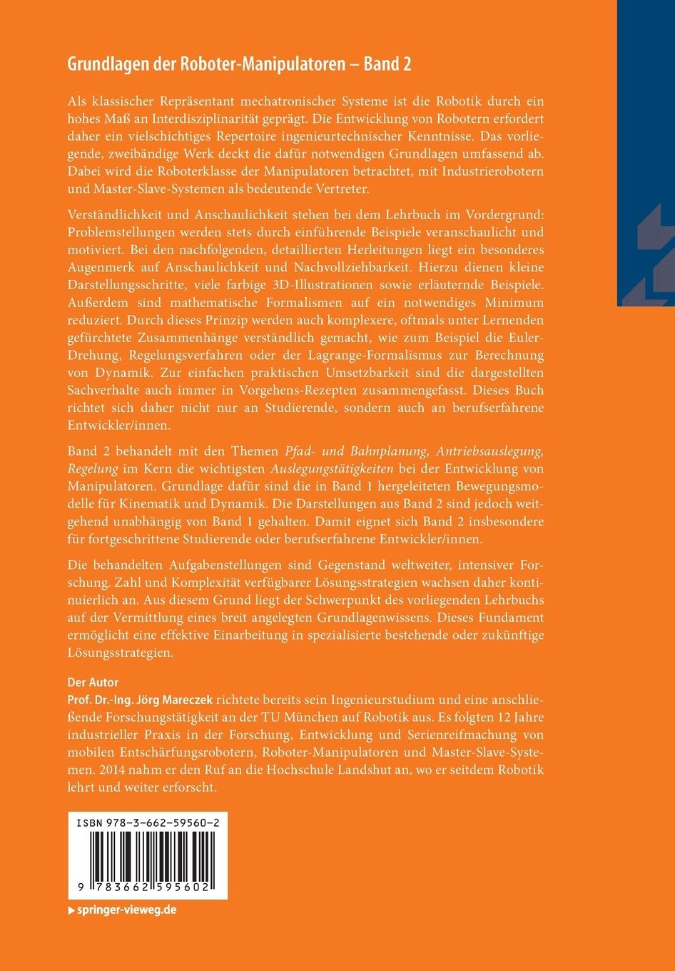 Rückseitencover Grundlagen der Roboter-Manipulatoren - Band 2