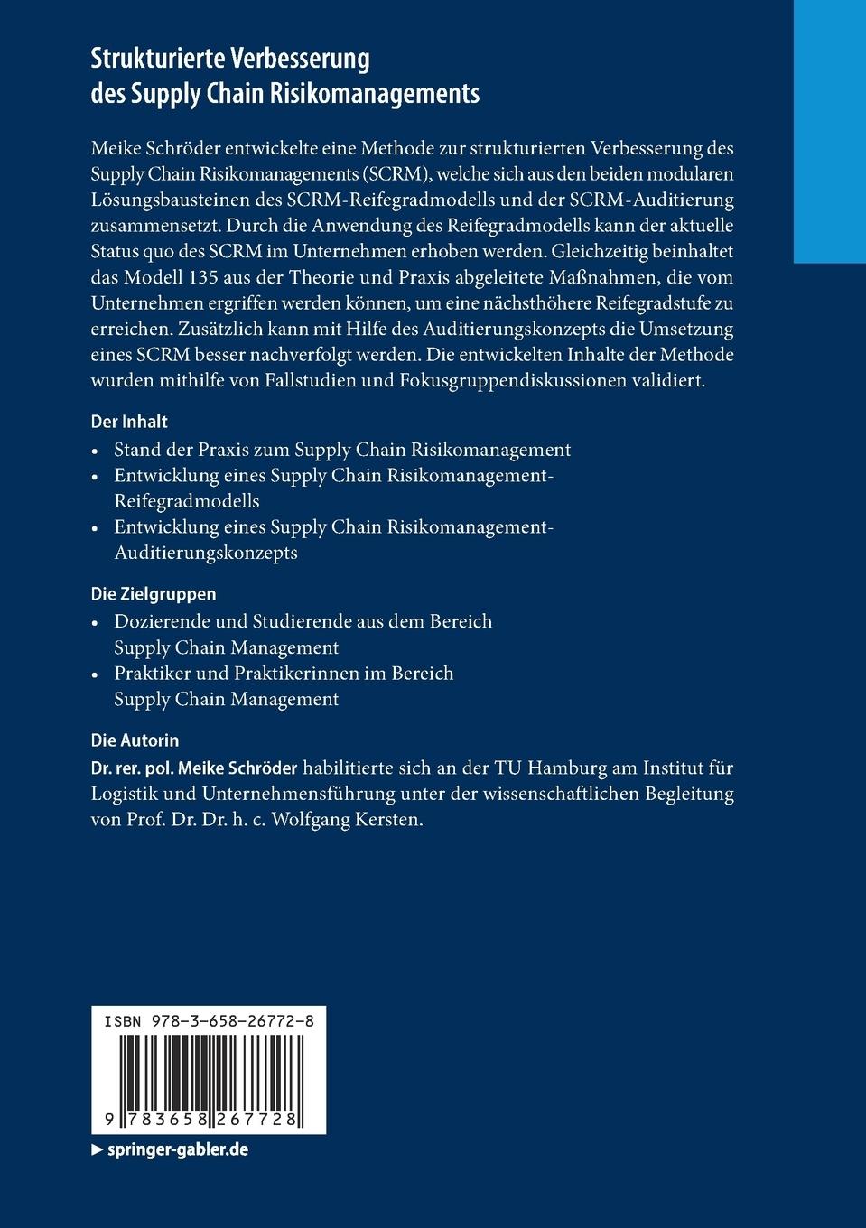 Rückseitencover Strukturierte Verbesserung des Supply Chain Risikomanagements