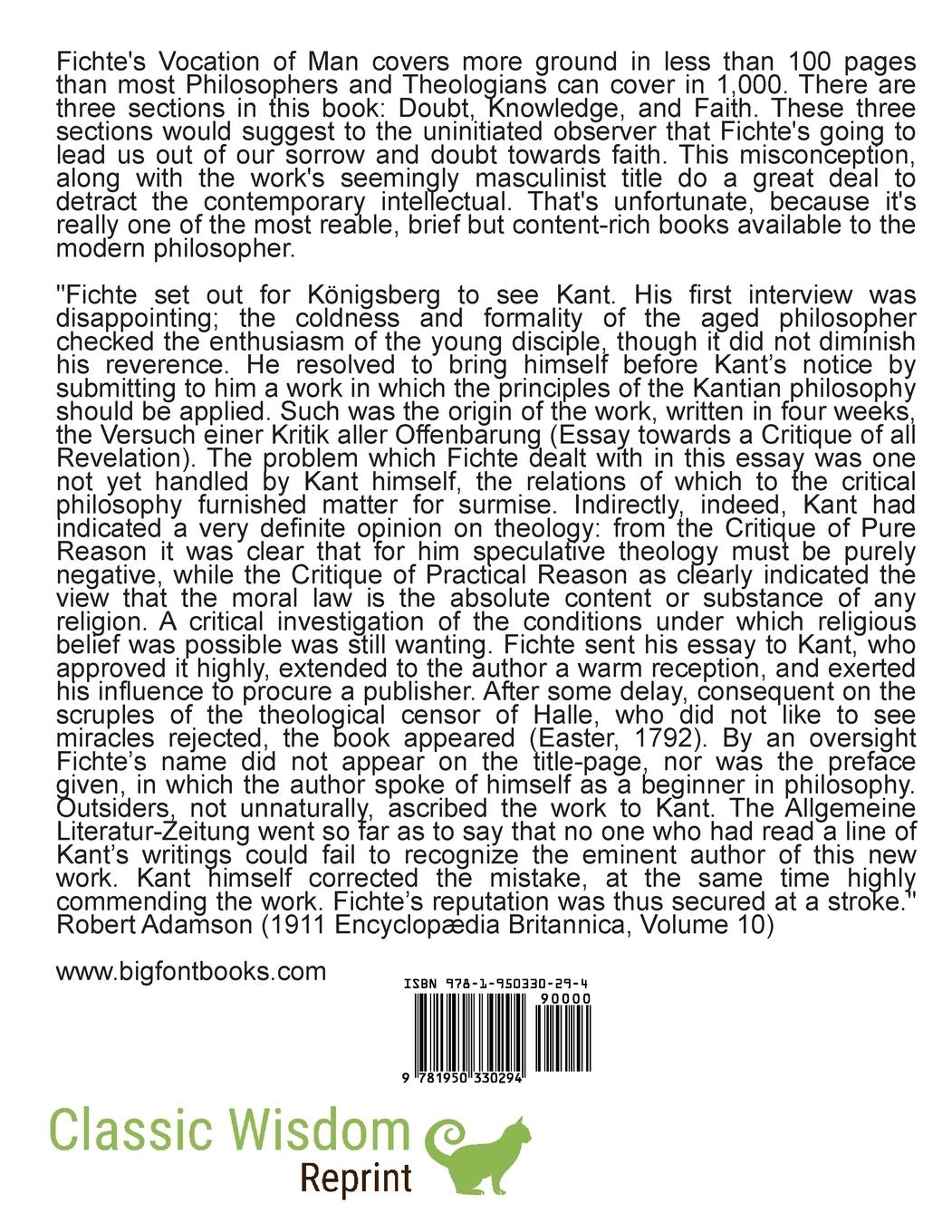 Rückseitencover The Vocation of Man