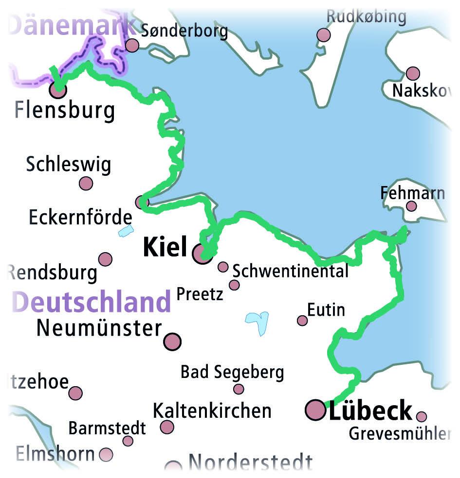 Beispielinhalt (Bild) Ostseeküsten-Radweg 1. Flensburg - Lübeck 1 : 50 000