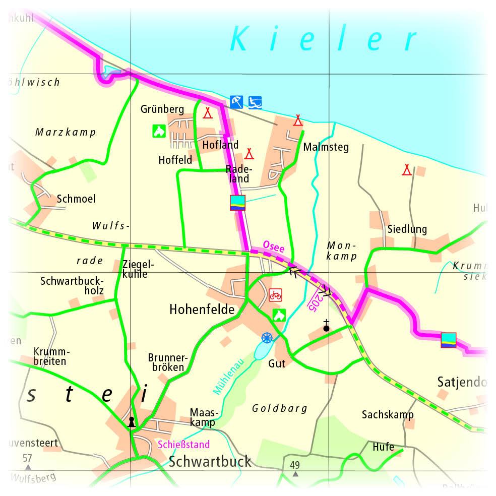 Beispielinhalt (Bild) Ostseeküsten-Radweg 1. Flensburg - Lübeck 1 : 50 000