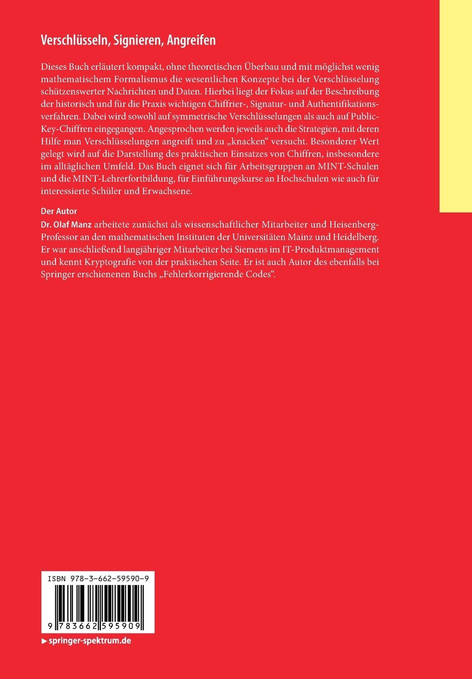 Rückseitencover Verschlüsseln, Signieren, Angreifen
