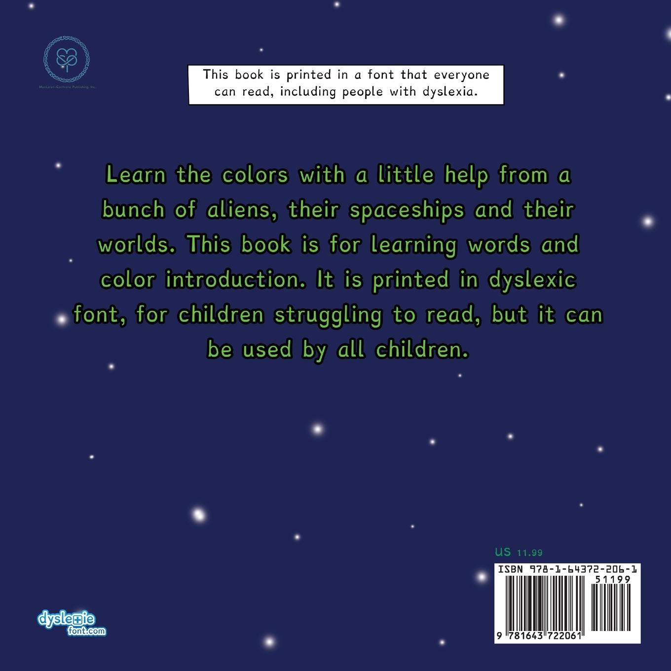 Rückseitencover My Colors in Space Dyslexic & Early Learner Edition