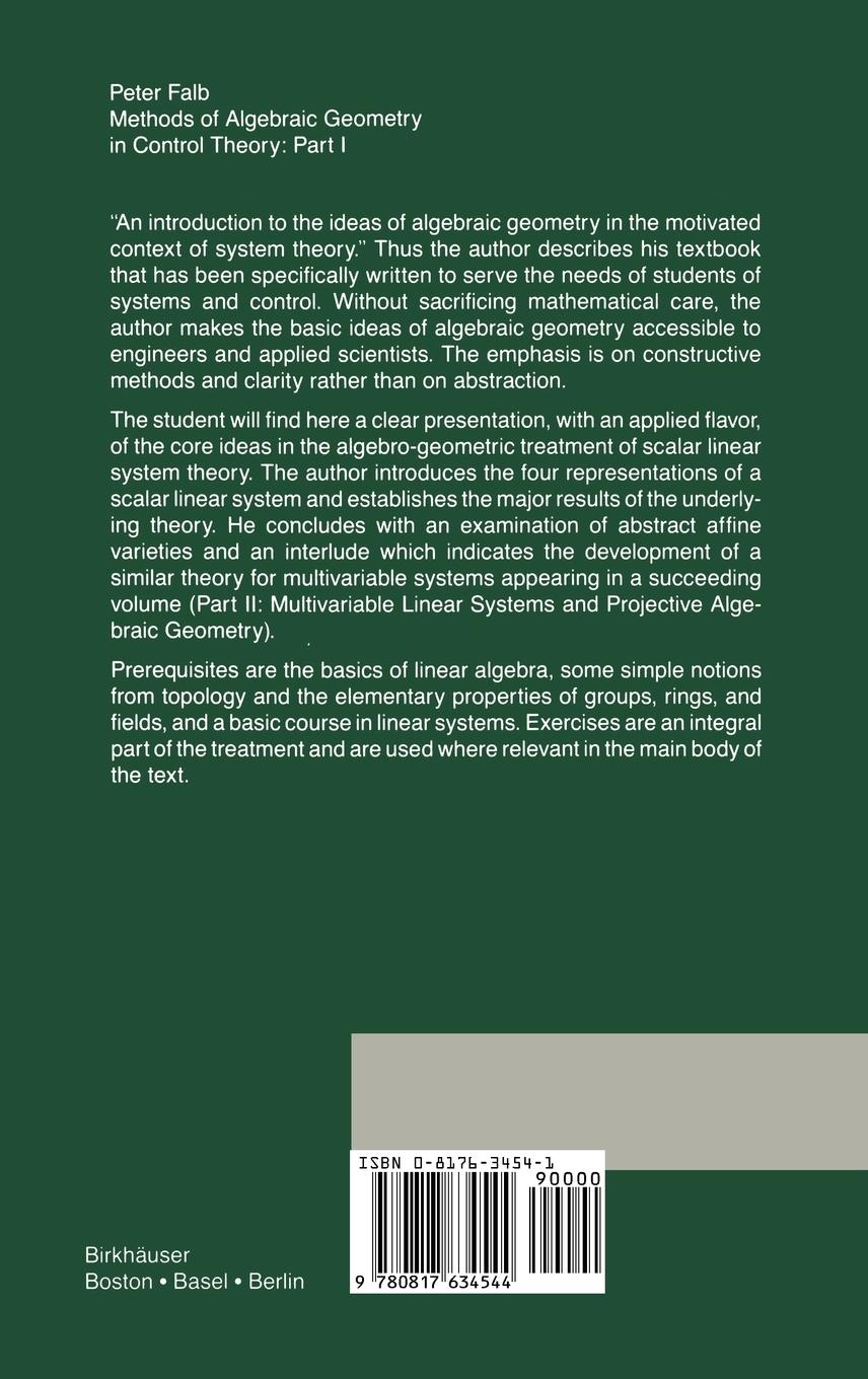 Rückseitencover Methods of Algebraic Geometry in Control Theory: Part I