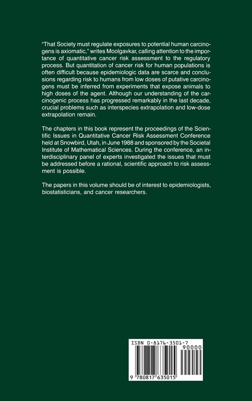 Rückseitencover Scientific Issues in Quantitative Cancer Risk Assessment