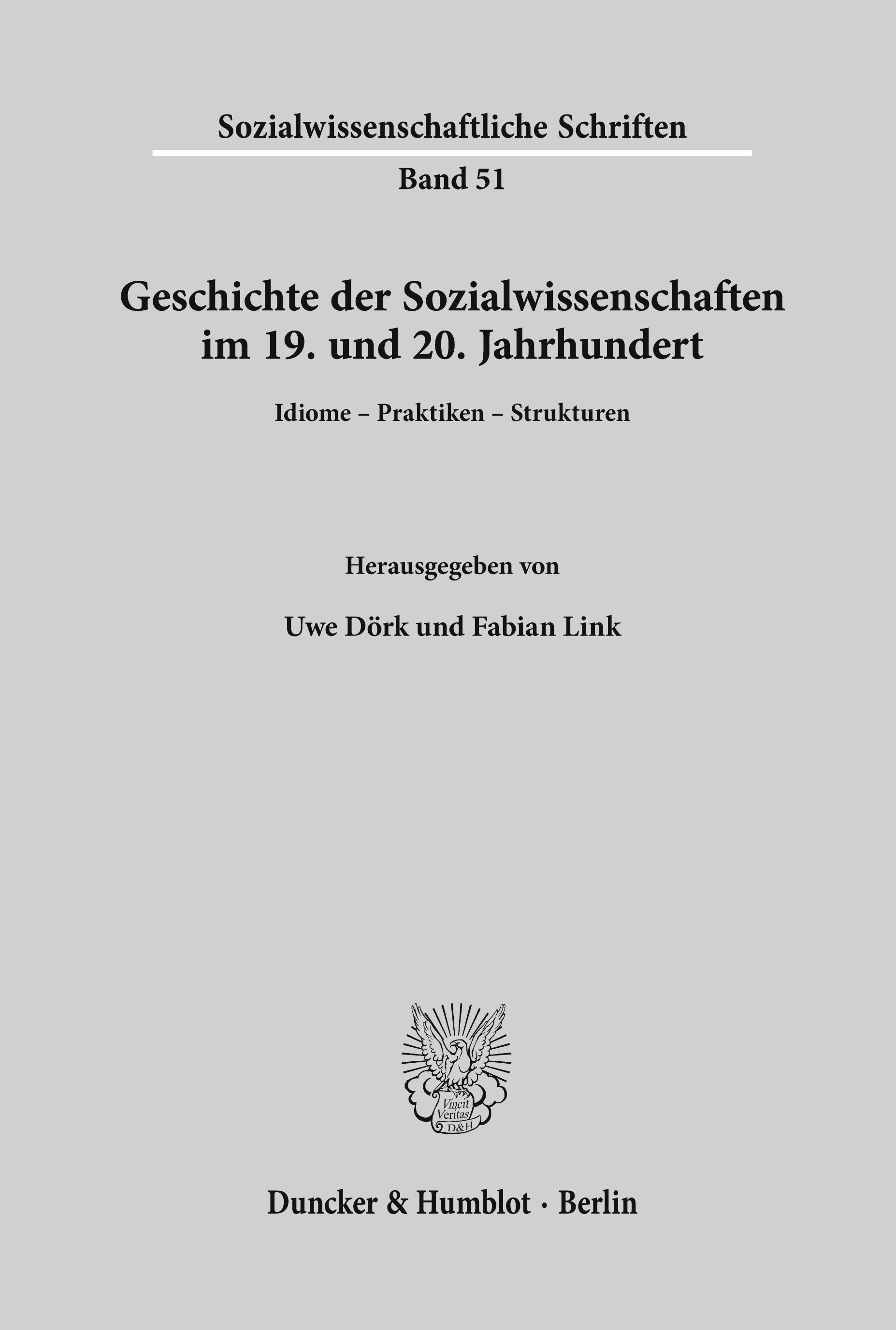 Vorderes Coverbild Geschichte der Sozialwissenschaften im 19. und 20. Jahrhundert.