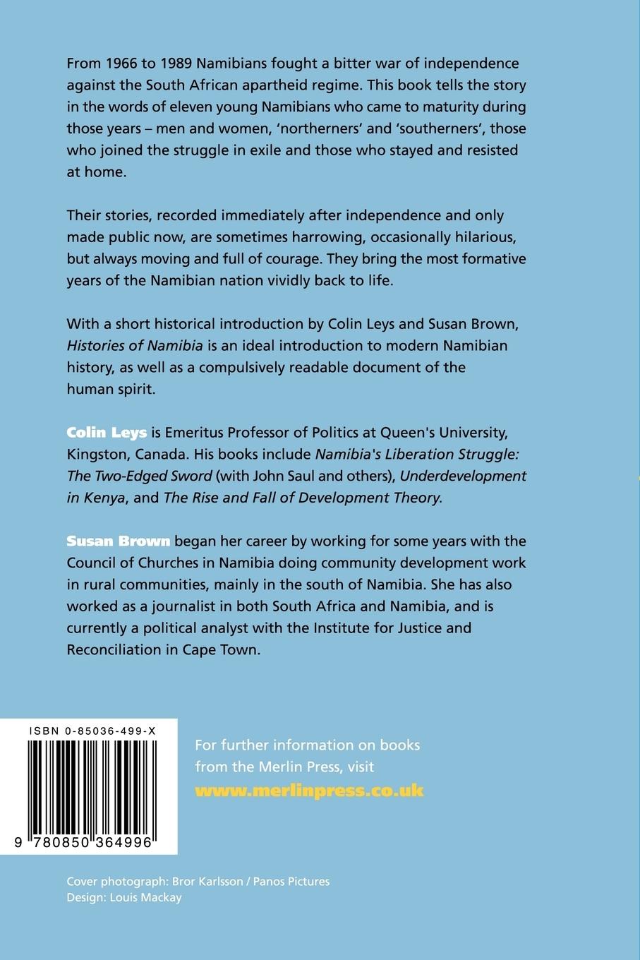 Rückseitencover Histories of Namibia