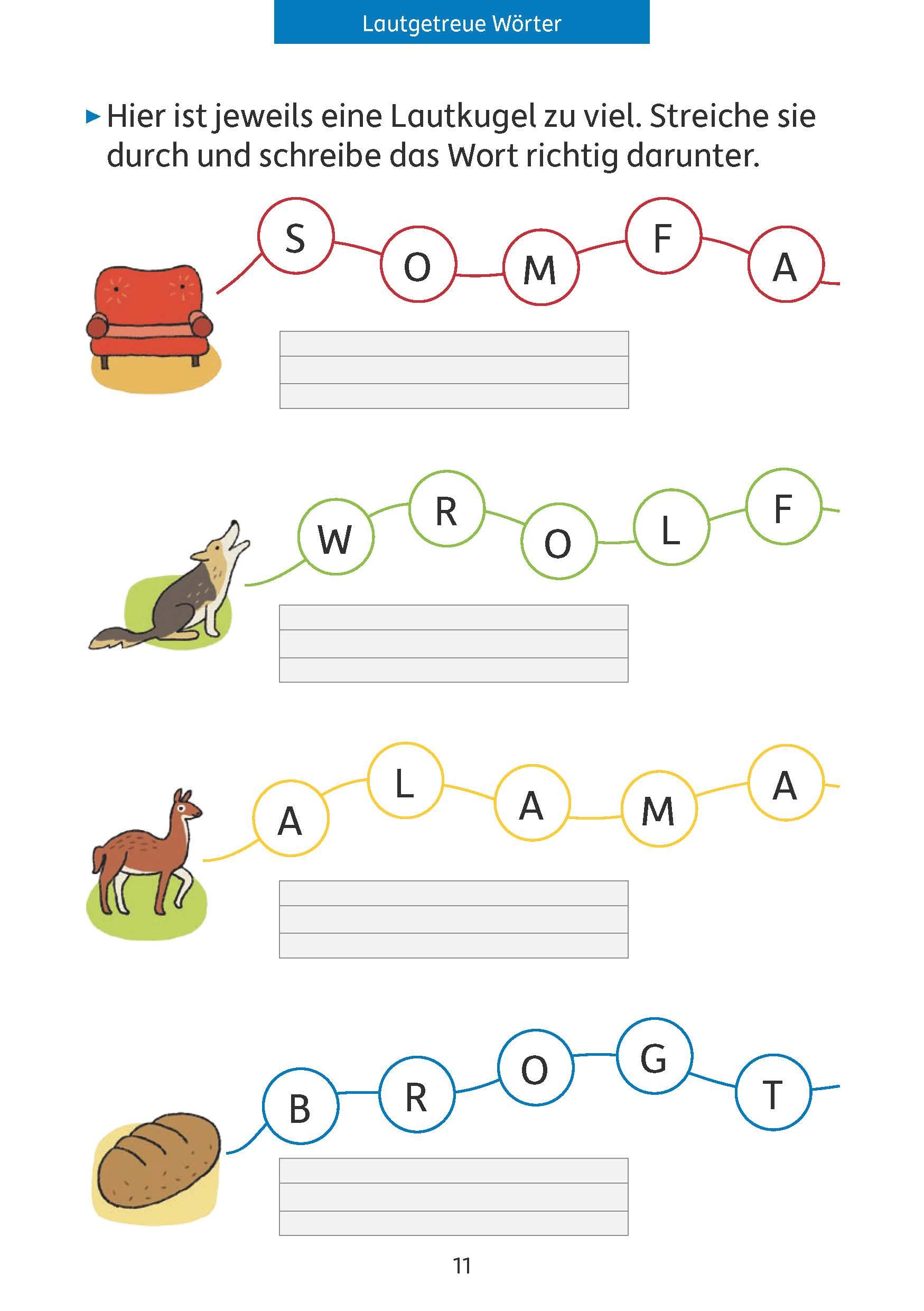 Beispielinhalt (Bild) Quer durch die 1. Klasse, Richtig schreiben - A5-Übungsblock