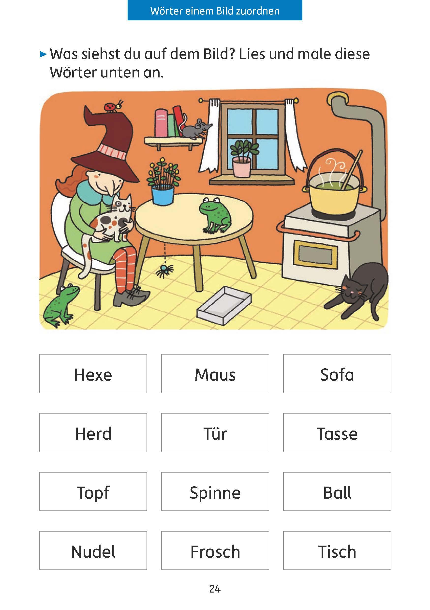 Beispielinhalt (Bild) Quer durch die 1. Klasse, Lesen üben - A5-Übungsblock