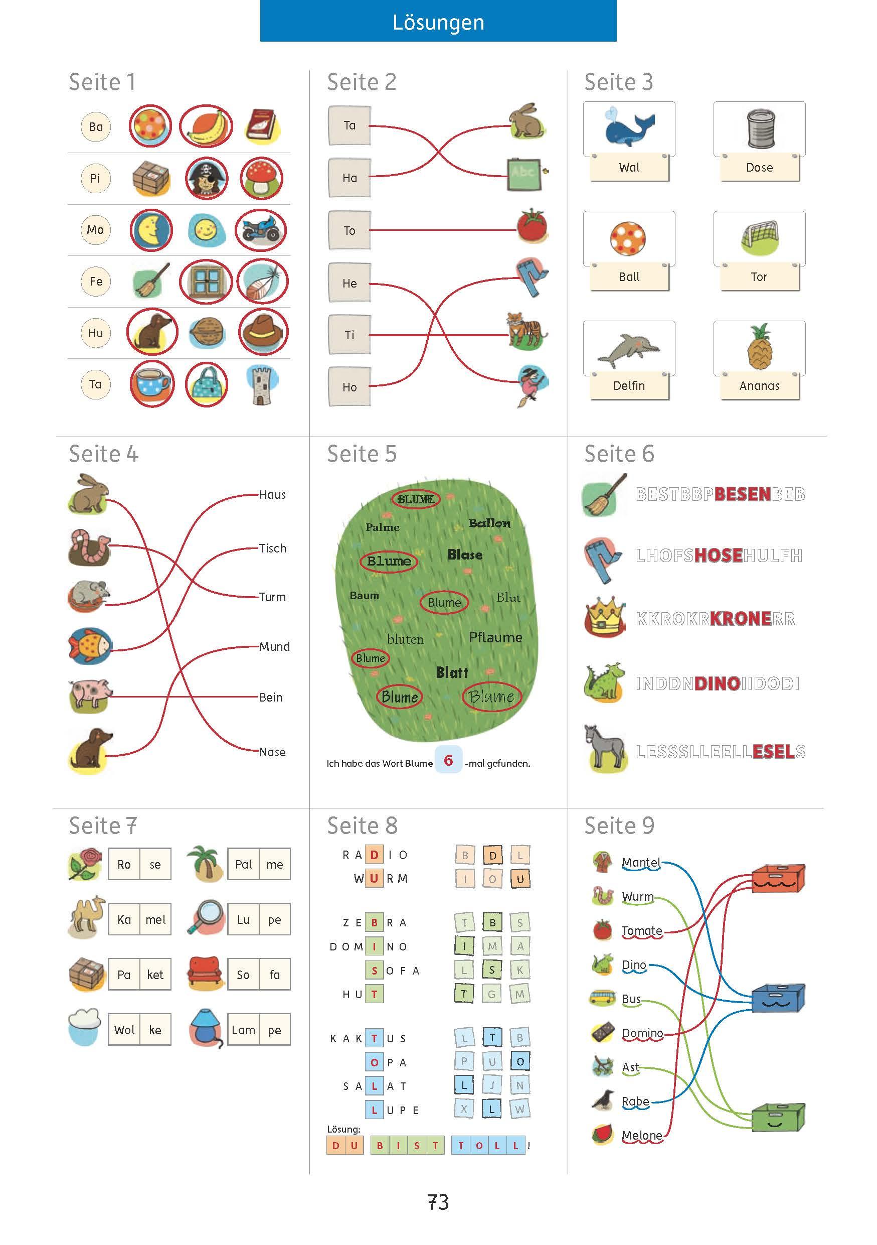 Beispielinhalt (Bild) Quer durch die 1. Klasse, Lesen üben - A5-Übungsblock