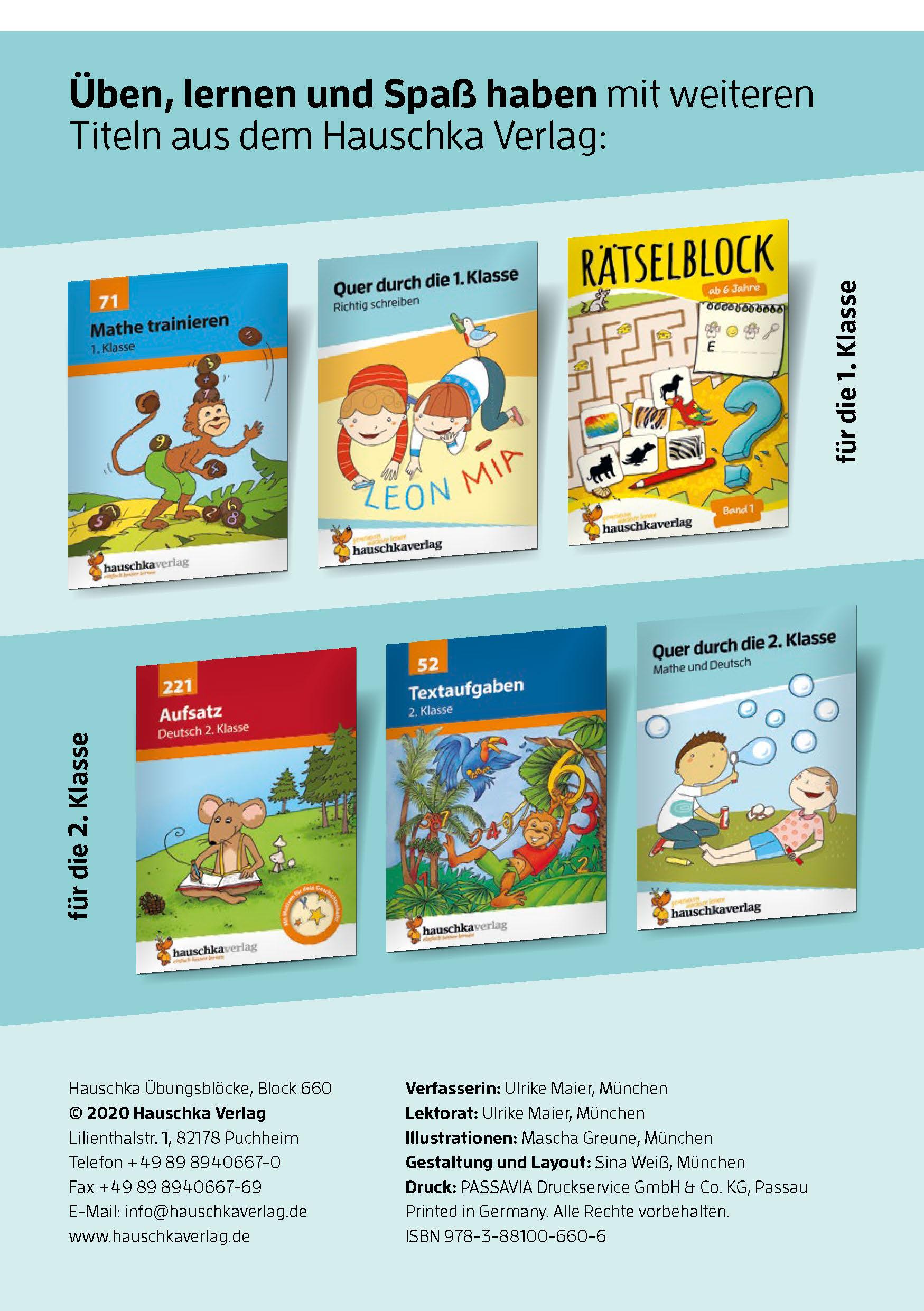 Beispielinhalt (Bild) Quer durch die 1. Klasse, Lesen üben - A5-Übungsblock