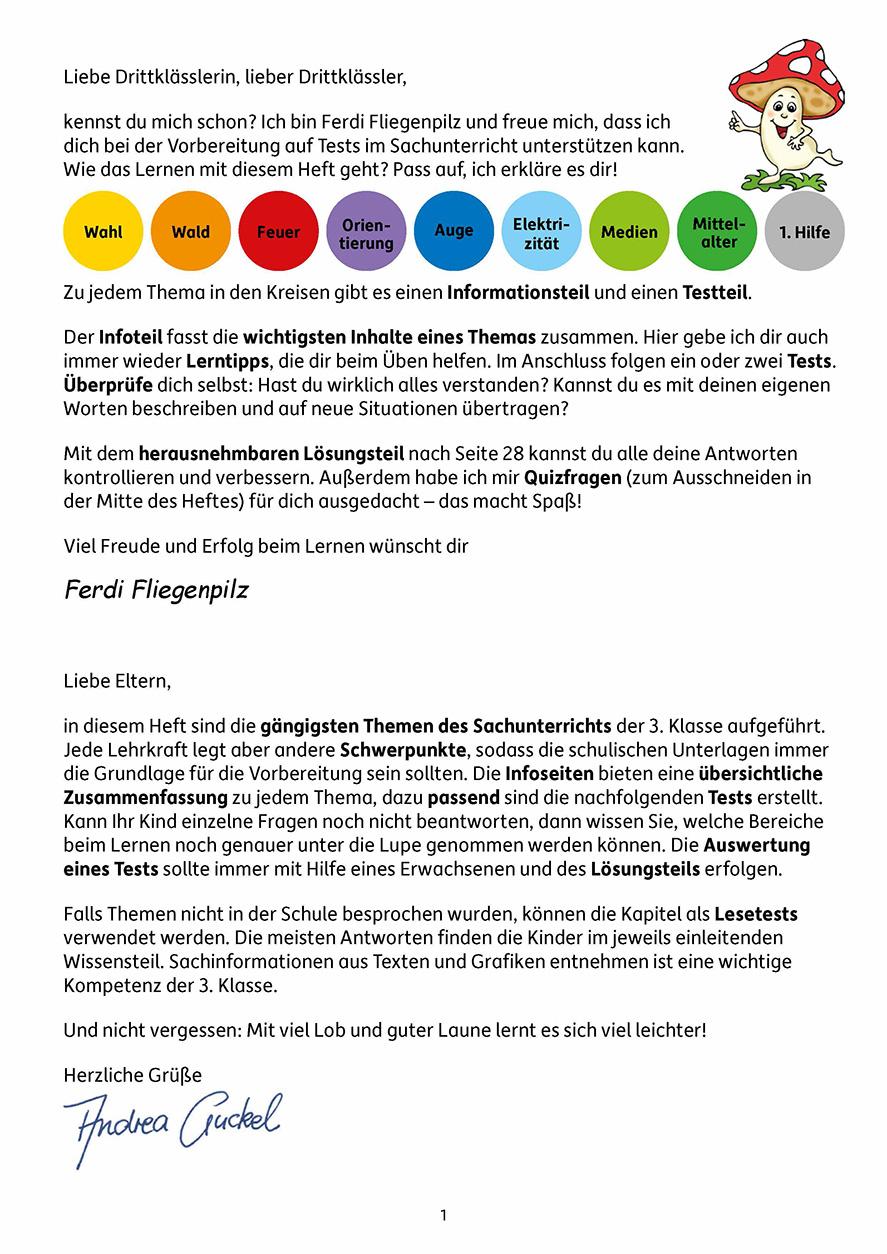 Beispielinhalt (Bild) Tests im Sachunterricht - Lernzielkontrollen 3. Klasse, A4- Heft