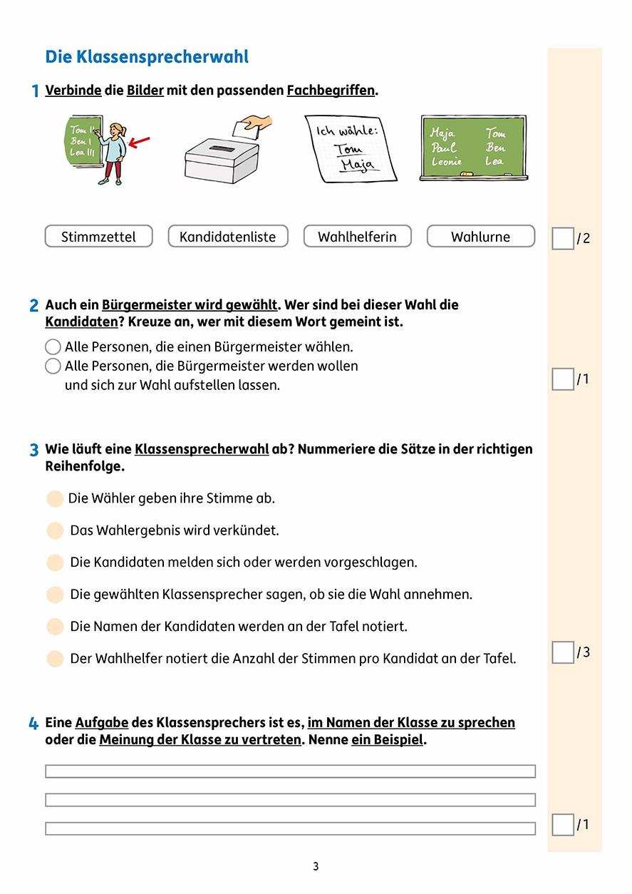 Beispielinhalt (Bild) Tests im Sachunterricht - Lernzielkontrollen 3. Klasse, A4- Heft