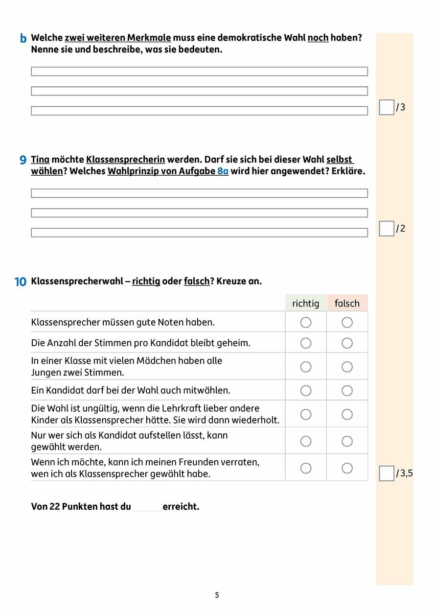 Beispielinhalt (Bild) Tests im Sachunterricht - Lernzielkontrollen 3. Klasse, A4- Heft