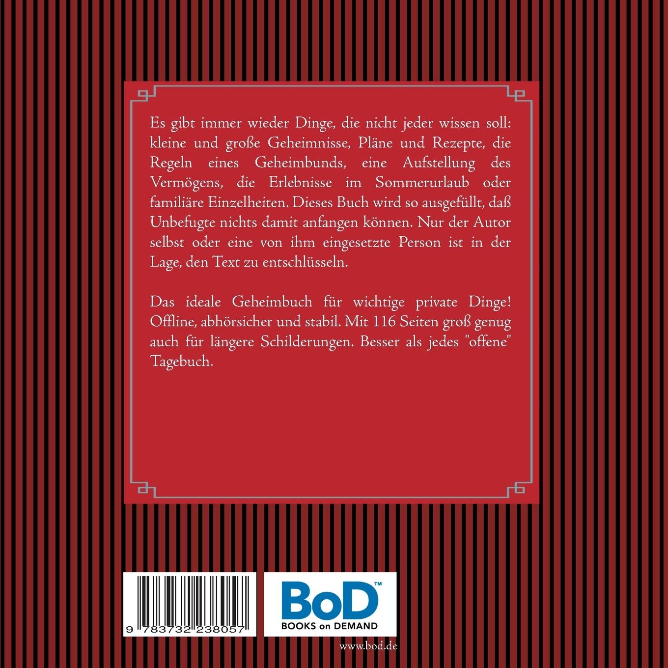 Rückseitencover Selbstverschlüsselndes Geheimbuch zum Ausfüllen / Tagebuch / Notizen und Pläne / Familiengeschichte / Ahnenforschung