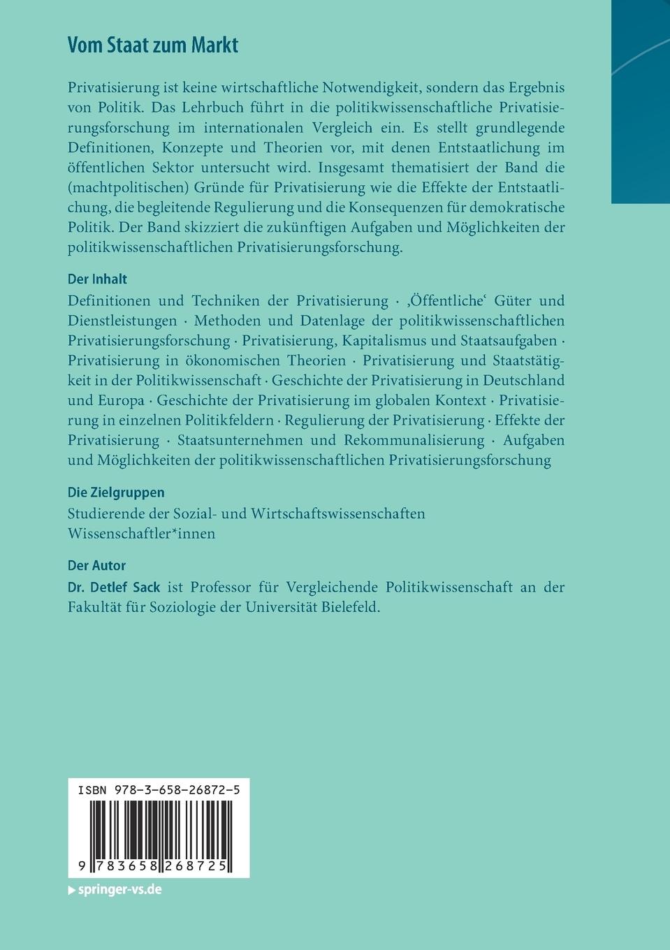 Rückseitencover Vom Staat zum Markt