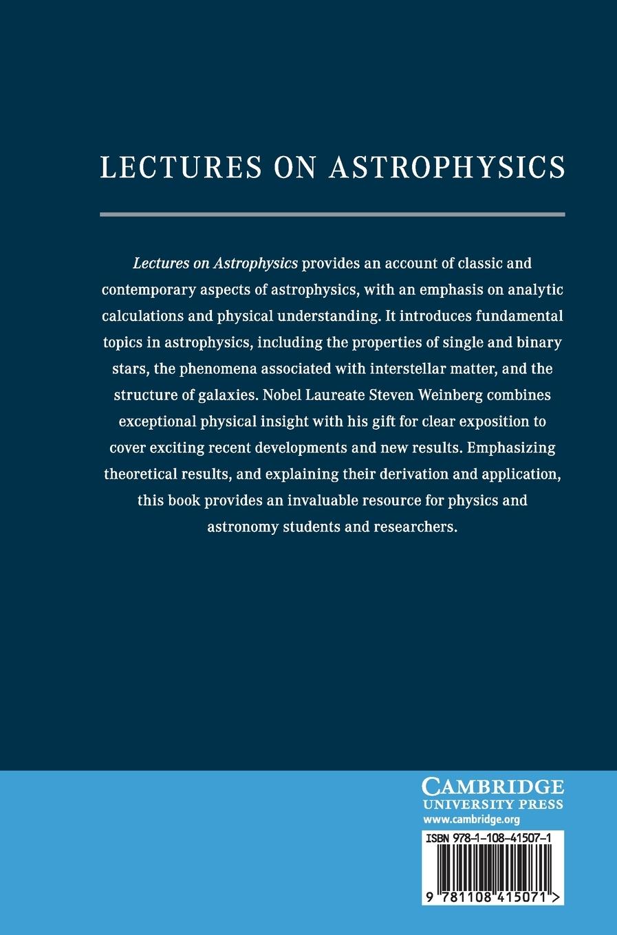 Rückseitencover Lectures on Astrophysics