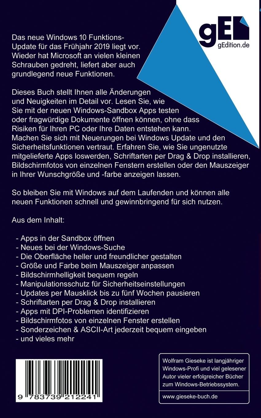 Rückseitencover Windows 10 Update - Frühjahr 2019