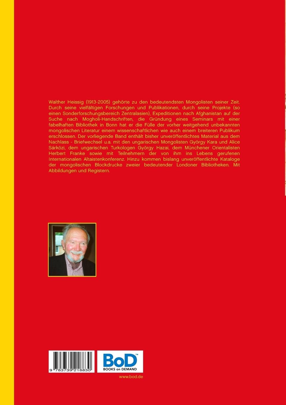 Rückseitencover Aus dem Nachlass von Walther Heissig (1913-2005)