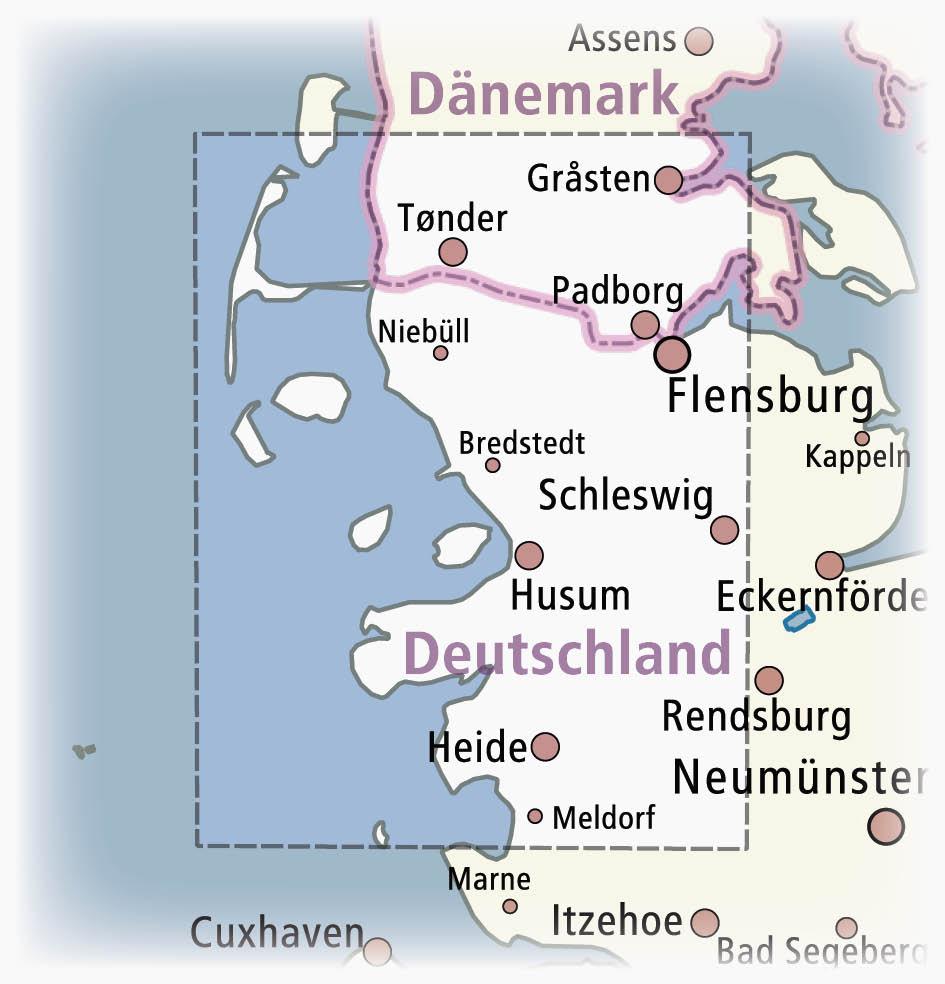 Beispielinhalt (Bild) Nordfriesland - Nordseeküste 1:150 000