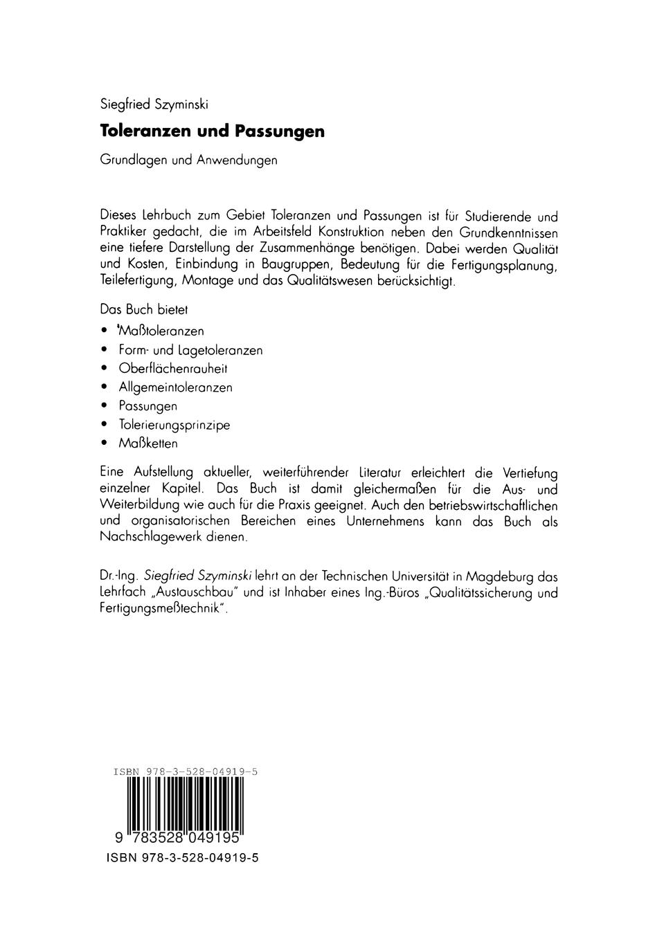 Rückseitencover Toleranzen und Passungen