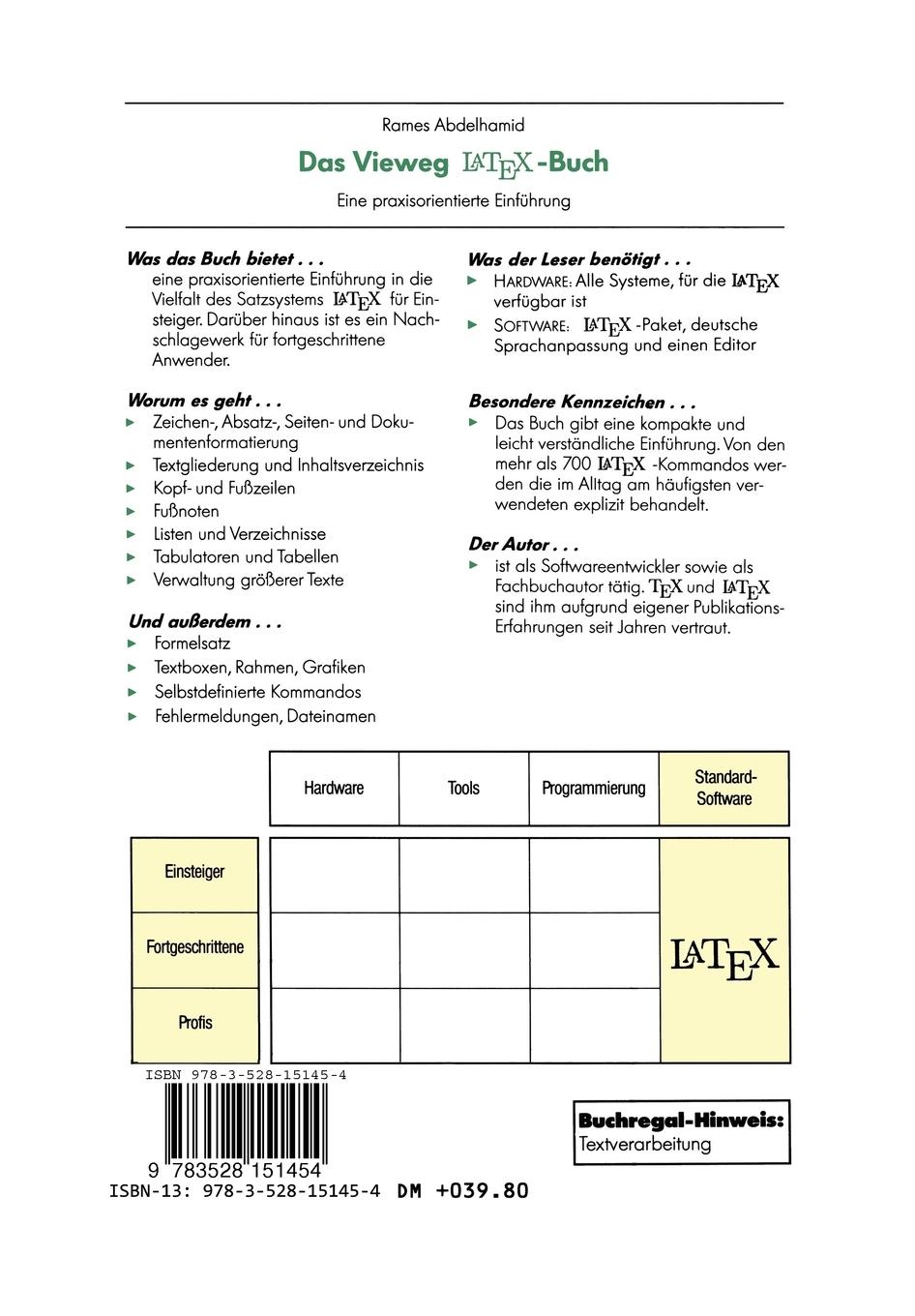 Rückseitencover Das Vieweg LATEX-Buch