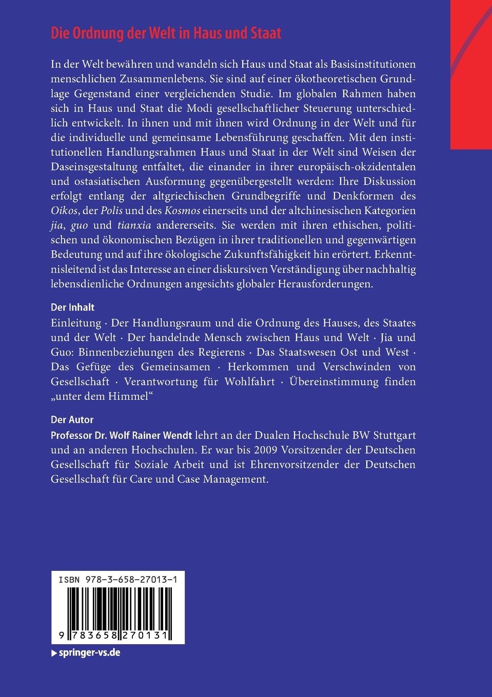 Rückseitencover Die Ordnung der Welt in Haus und Staat