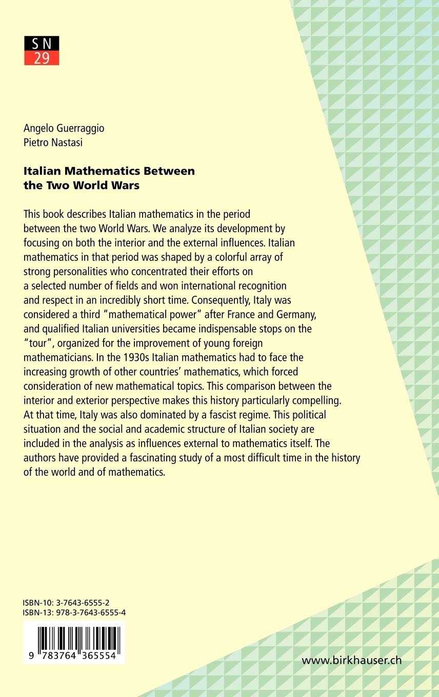 Rückseitencover Italian Mathematics Between the Two World Wars