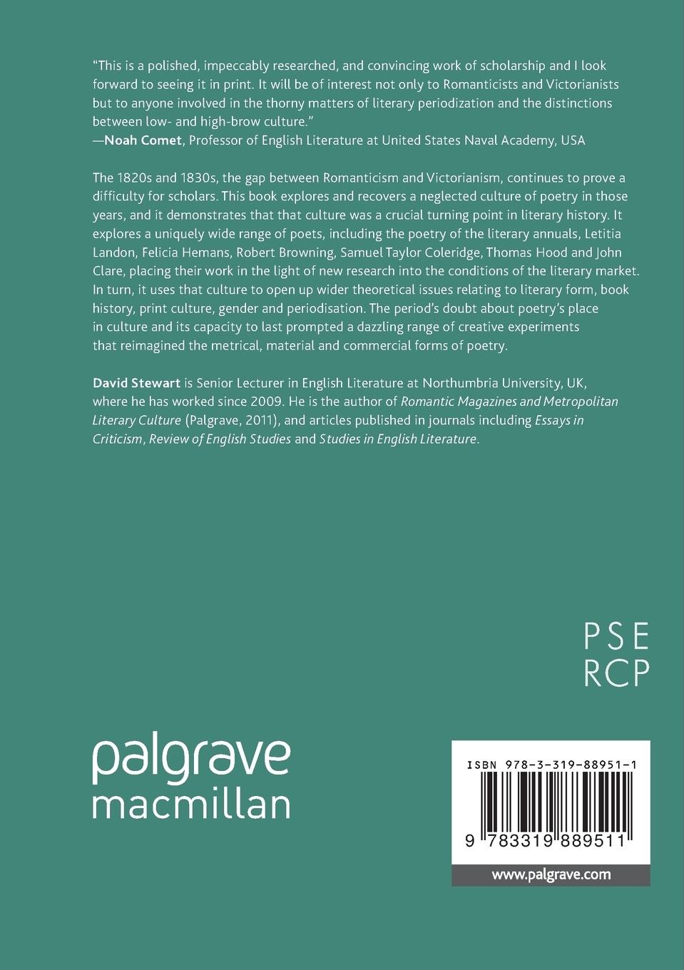 Rückseitencover The Form of Poetry in the 1820s and 1830s