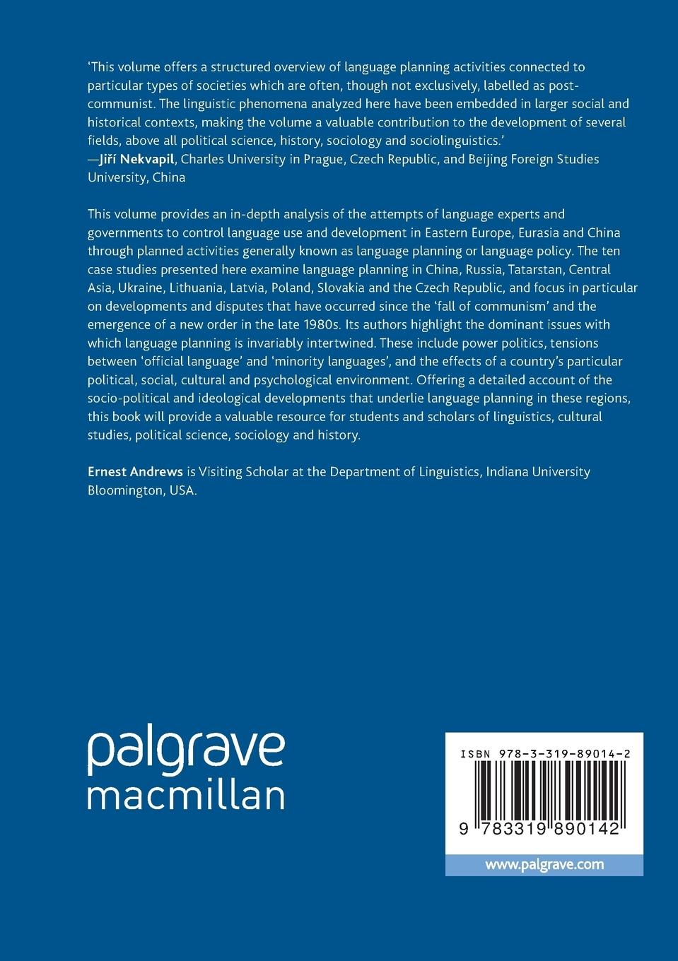 Rückseitencover Language Planning in the Post-Communist Era