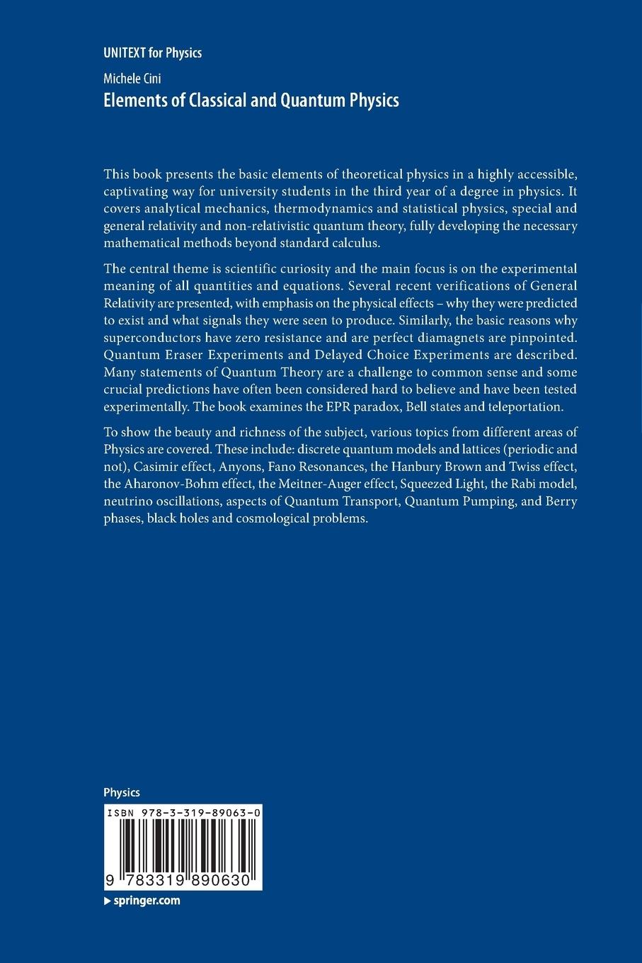 Rückseitencover Elements of Classical and Quantum Physics