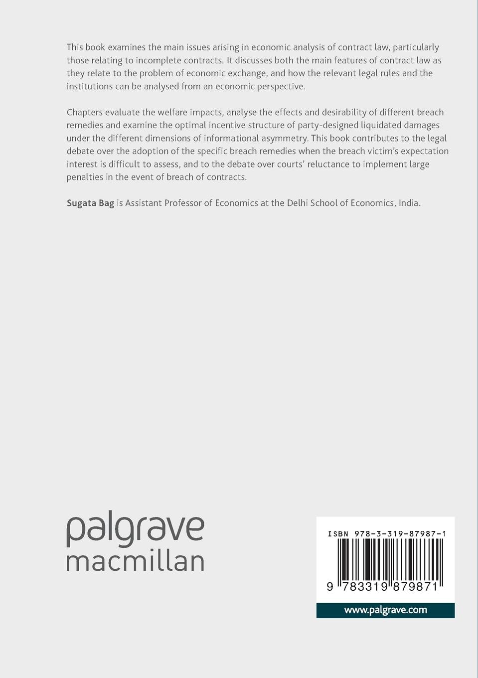 Rückseitencover Economic Analysis of Contract Law