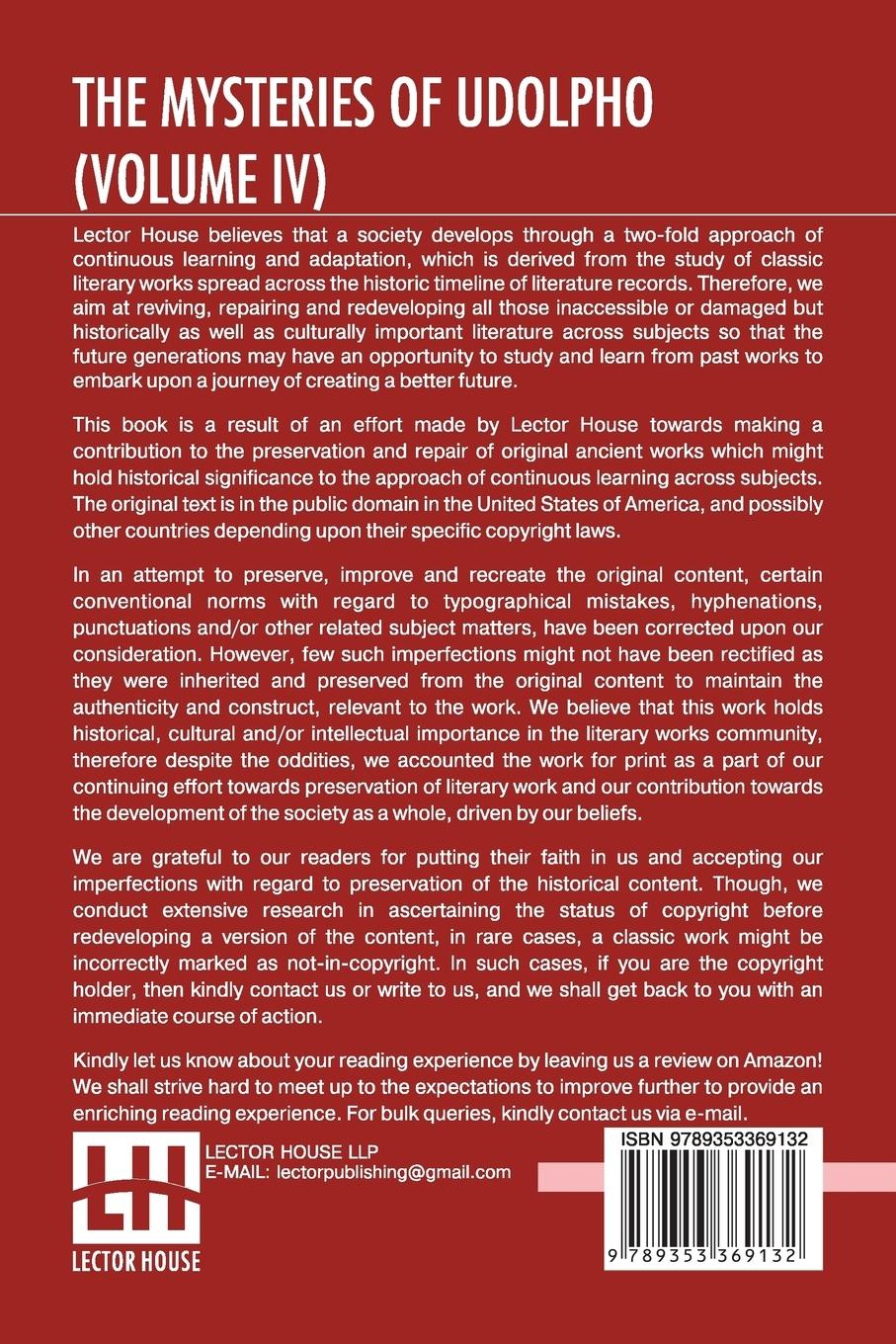 Rückseitencover The Mysteries Of Udolpho (Volume IV)