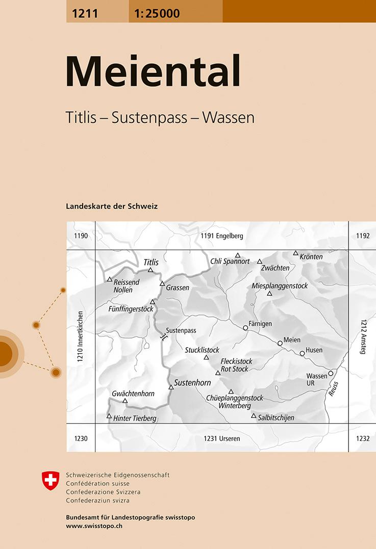 Vorderes Coverbild Swisstopo 1 : 25 000 Meiental