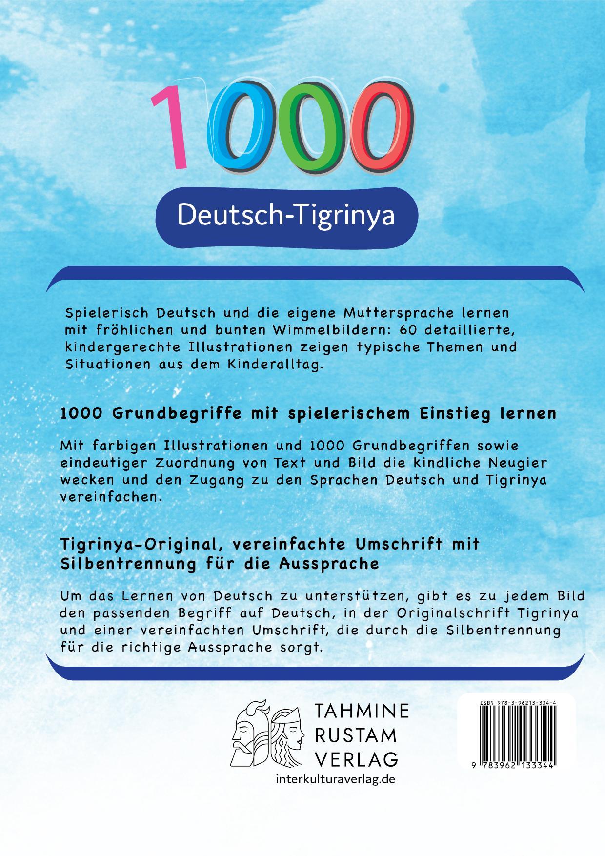Rückseitencover Interkultura Meine ersten 1000 Wörter Bildwörterbuch Deutsch-Tigrinya