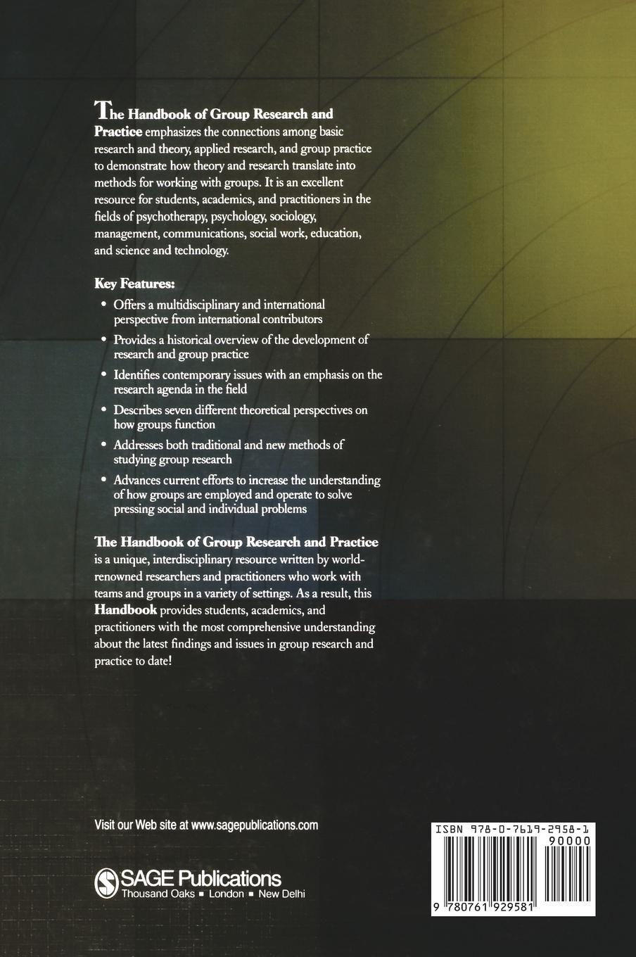 Rückseitencover The Handbook of Group Research and Practice