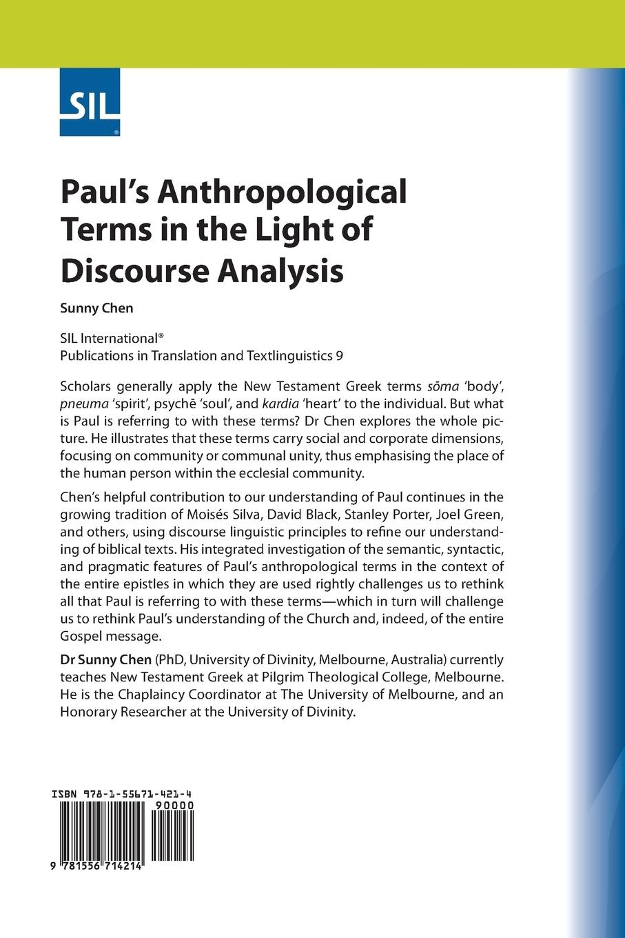 Rückseitencover Paul's Anthropological Terms in the Light of Discourse Analysis