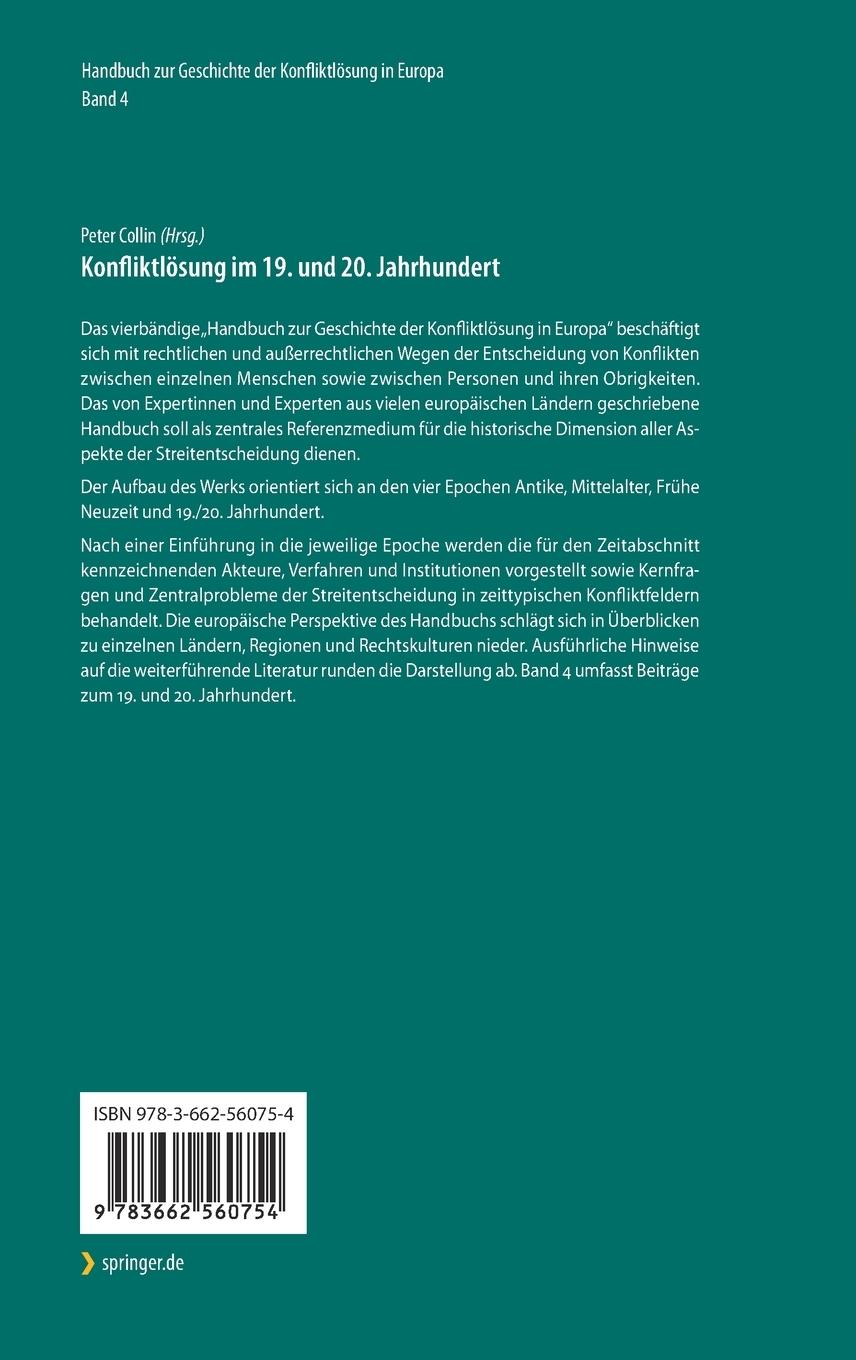 Rückseitencover Konfliktlösung im 19. und 20. Jahrhundert