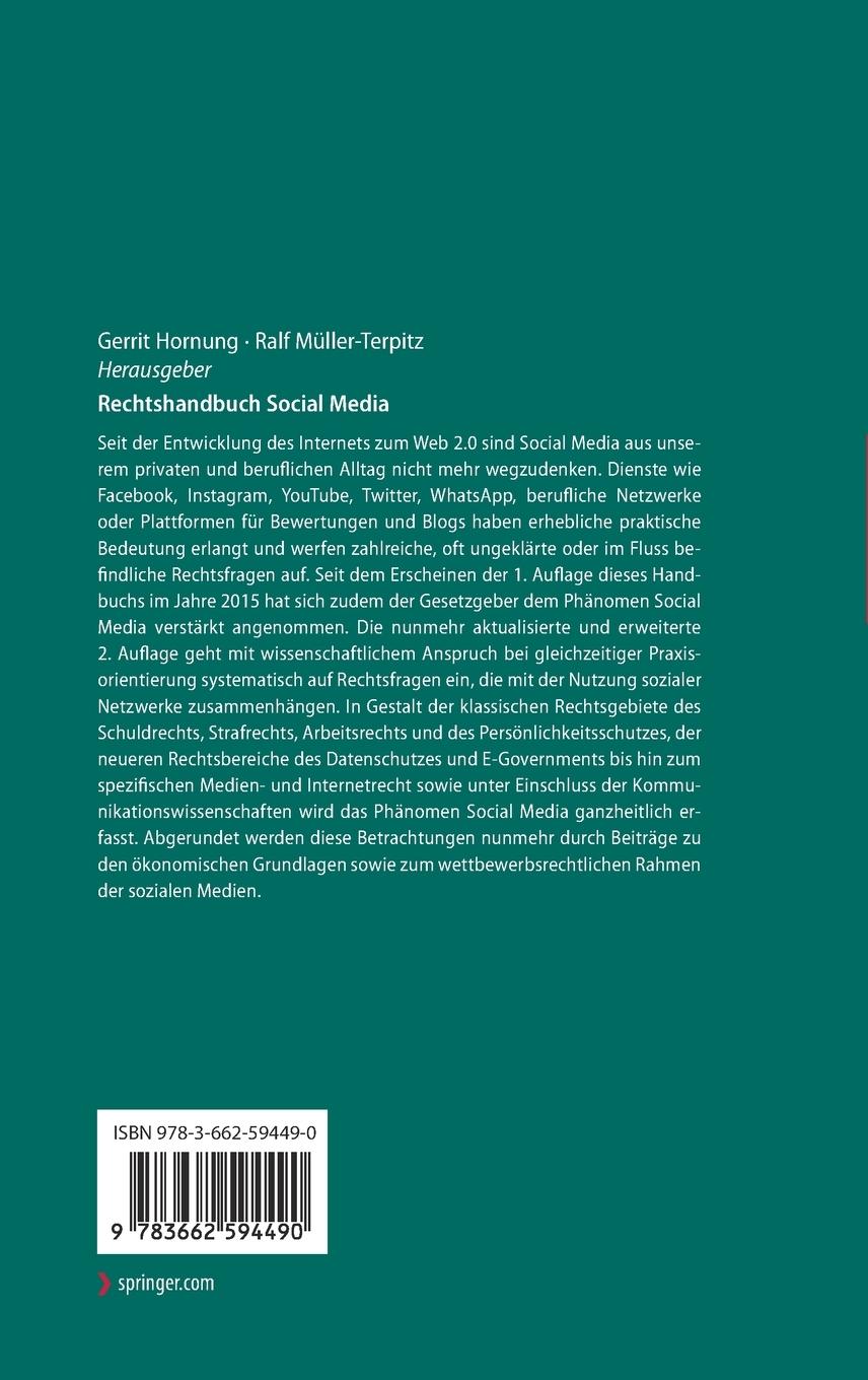 Rückseitencover Rechtshandbuch Social Media