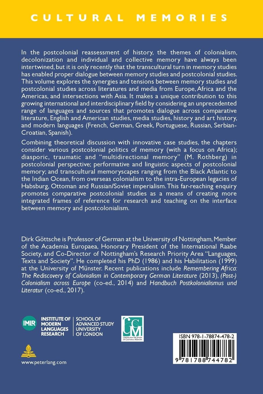 Rückseitencover Memory and Postcolonial Studies