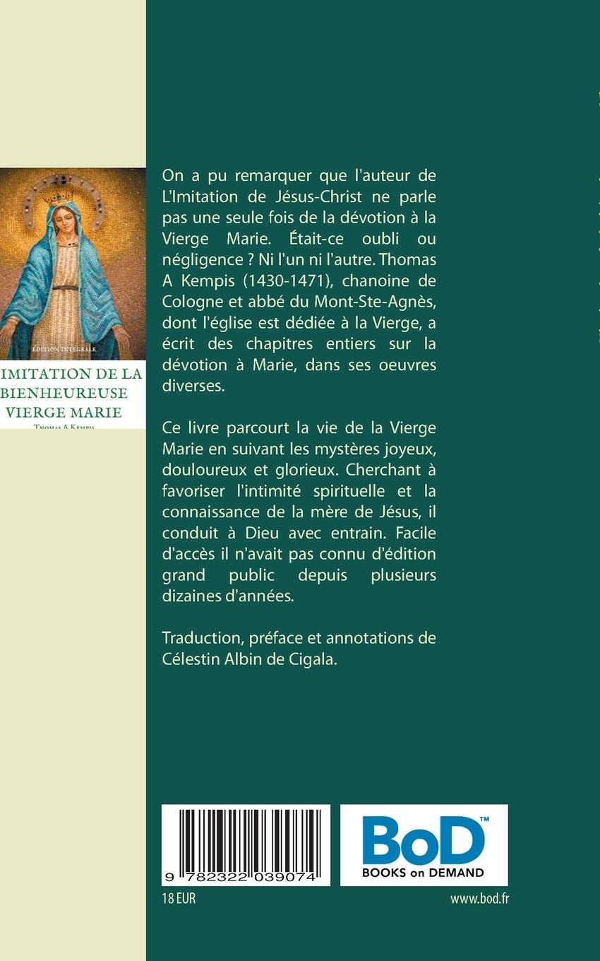 Rückseitencover L'imitation de la bienheureuse Vierge Marie