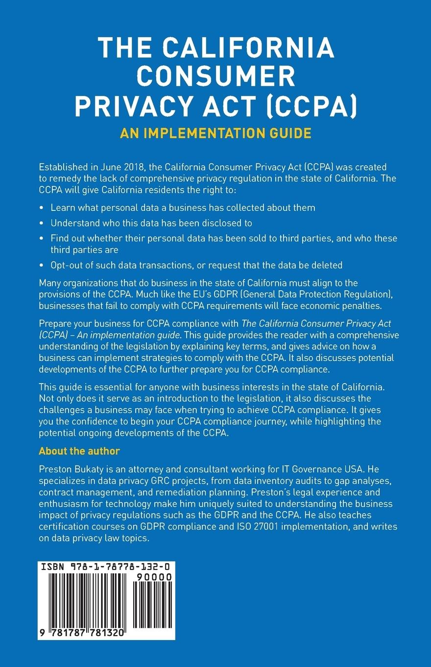 Rückseitencover The California Consumer Privacy Act (CCPA)