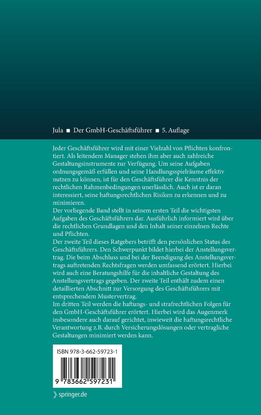 Rückseitencover Der GmbH-Geschäftsführer