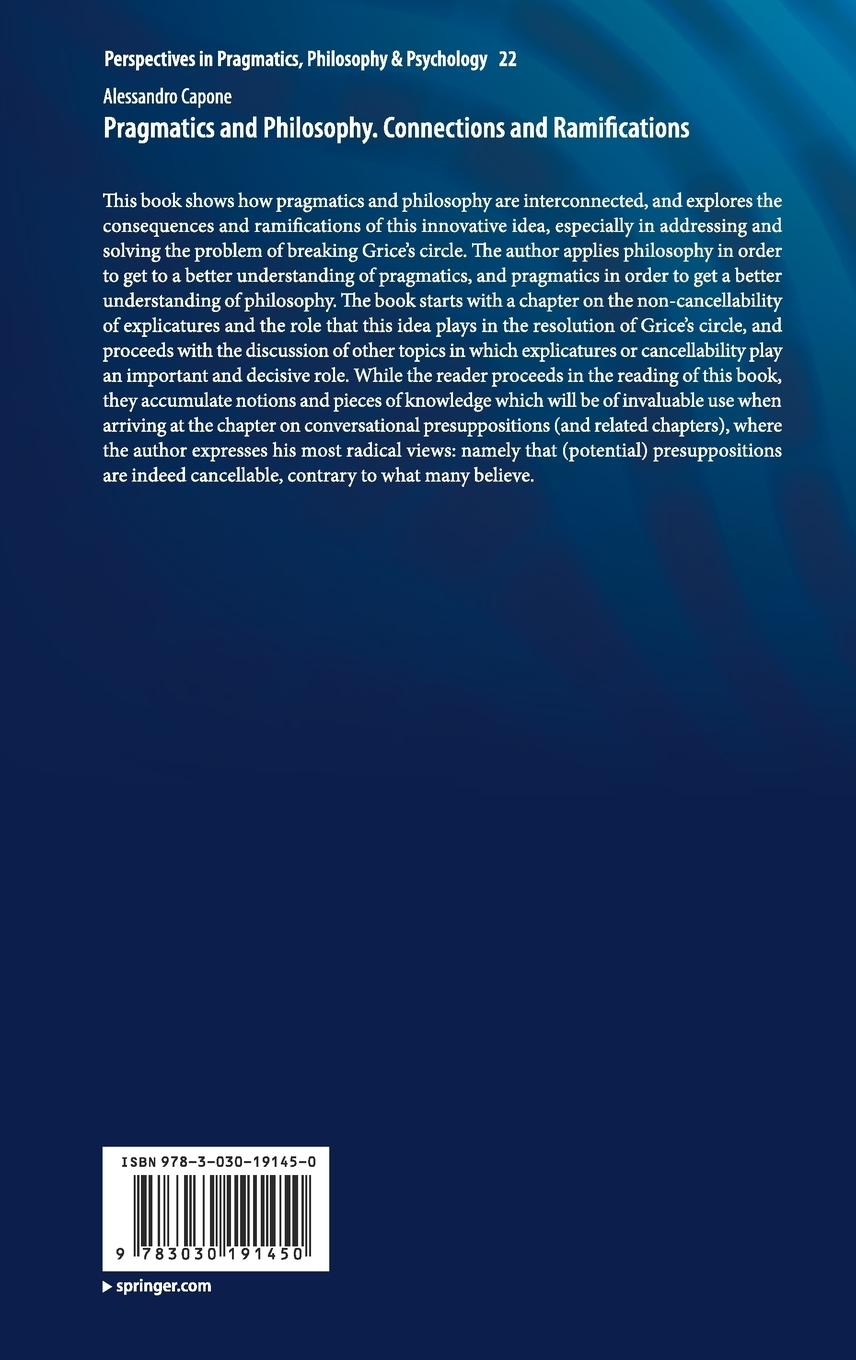 Rückseitencover Pragmatics and Philosophy. Connections and Ramifications