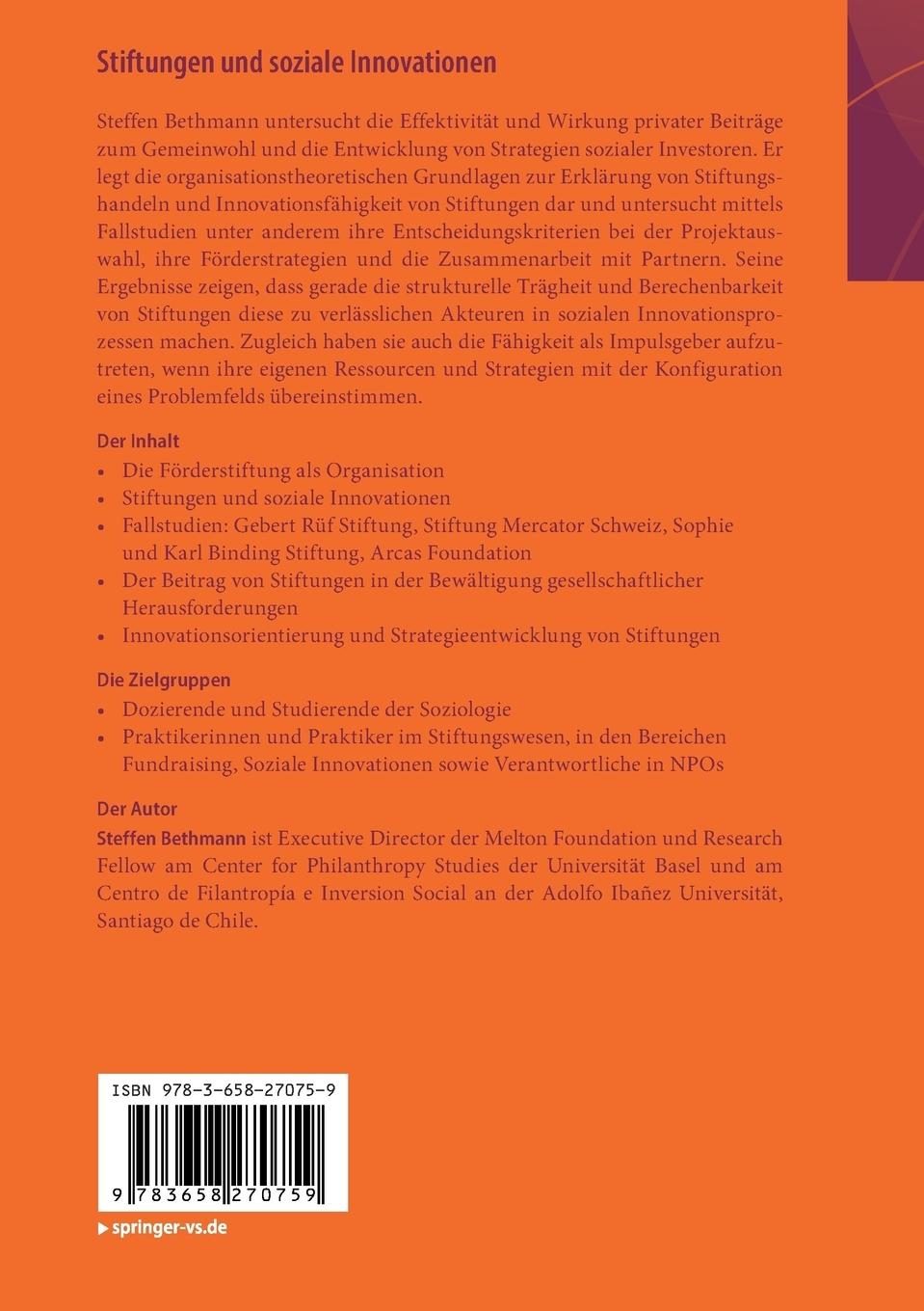 Rückseitencover Stiftungen und soziale Innovationen